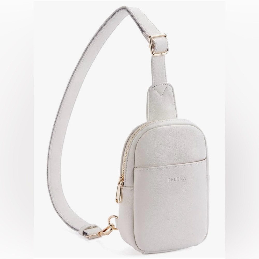 Telena Crossbody White Bag Gold Trim NWT